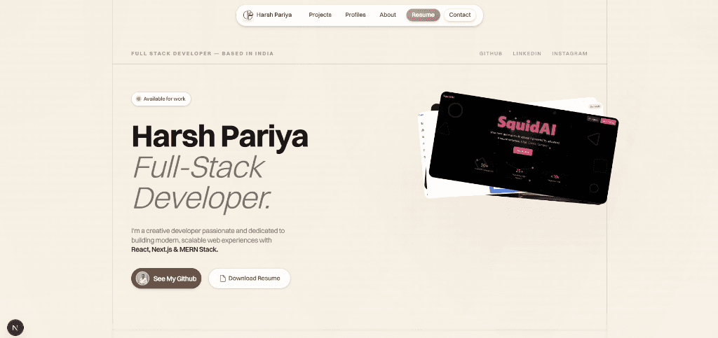 Folio Harsh Dev (v2) preview